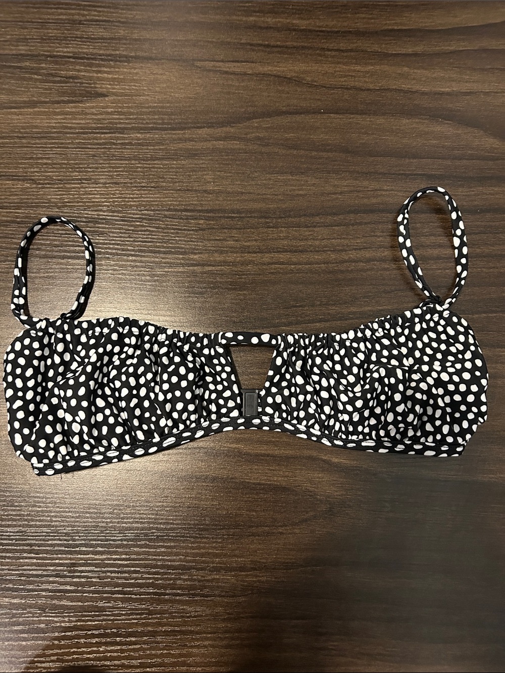 Blackbough Black & White Polka Dot Cutout Bikini Top - Picture 5 of 5